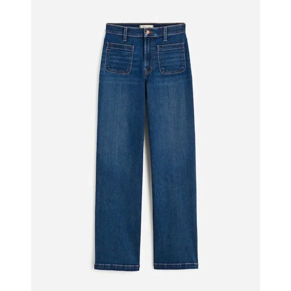 Madewell The Emmett Wide-Leg Full Length Jean Patch Pocket Allentown Wash 24 NWT